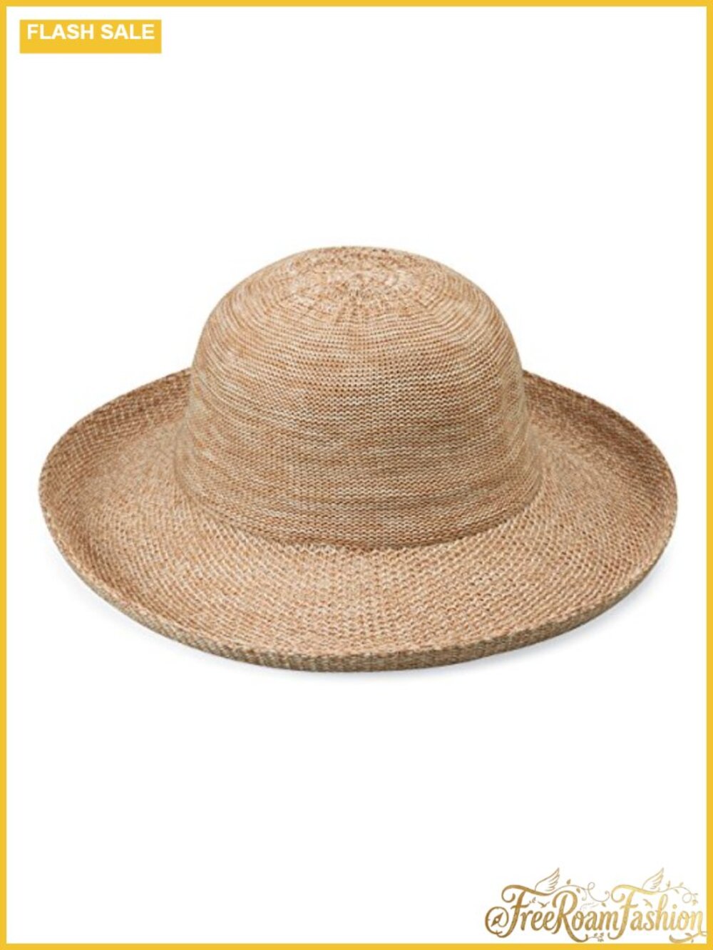 Packable Wide Brim Sun Hat Adjustable Drawstring Poly-Straw